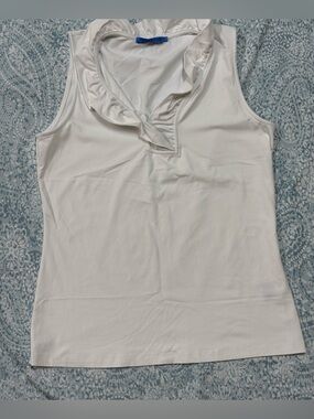 J. McLaughlin White Tank with Signature Blue Label